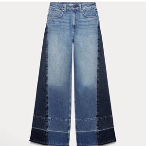 Two-Tone Wide Leg Jeans
